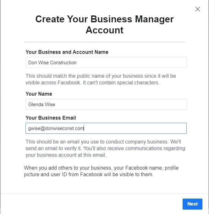 create business manager account