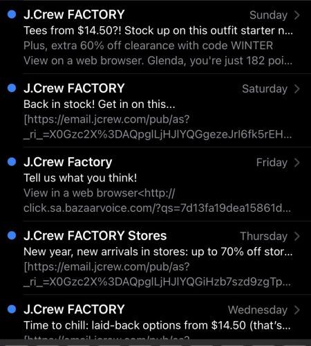 jcrew emails RS